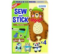 EZCRA Kit de costura Bear para niños - Set de manualidades 4 en 1 - Aprende a coser fácilmente - Animales de fieltro con pegatinas decorativas - Para niñas de 4 a 8 años