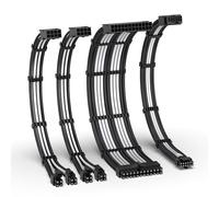 EZDIY-FAB 12VHPWR PSU - Cable alargador de cable de alimentación 16AWG PCIE 5.0, 1 x 24 pines ATX / 2 x 8 pines (4+4) EPS / 1 x 12 + 4 pines, cable de manga de 300 mm con peines, color negro y blanco