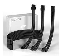EZDIY-FAB - Cable alargador de cable PSU para alimentación de PC, nailon flexible trenzado con kit de peine de 24 pines/8 pines a 6 + 2 pines, 8 pines a 4 + 4 pin-30 cm, 300 mm, color negro