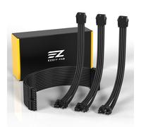 EZDIY-FAB - Cable de extensión para PSU (fibra de nailon, trenzada, 24 pines, 8 pines a 6 + 2 pines, 8 pines a 4 + 4 pines - 30 cm, 300 mm), color negro