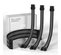 EZDIY-FAB Extensión de cable PSU con funda personalizada Mod GPU PC - Fuente de alimentación Nylon suave trenzado con kit de peine 24PIN / 8PIN a 6 + 2Pin / 8PIN a 4 + 4PIN-30CM 300MM Gris oscuro]