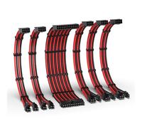 EZDIY-FAB Kit de extensión de cable PSU, cable de extensión de fuente de alimentación de 16 AWG, 1 x 24 pines/2 x 4 + 4 EPS/3 x 6 + 2 PCI-E, cable de manga de PC personalizado de 300 mm con peines,