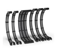 EZDIY-FAB Kit de extensión del cable PSU,Extensión de alimentación 16AWG-1x24Pin/2x4+4 EPS/3x6+2 PCI-E,Cable con manguito para PC personalizado 300MM con peines - Negro Gris