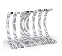 EZDIY-FAB Kit de Extensión PSU - Cable de alimentación 16AWG 300MM con peines - 1x24Pin/2x4+4 EPS/3x6+2 PCI-E - Para PC Personalizado - Todo Blanco