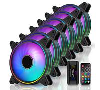 EZDIY-FAB Moonlight 120mm RGB Caso Ventilador con Hub X y Remote,Placa Base Aura Sync,Control de Velocidad,Ventilador Direccionable para PC Case-6 Pack