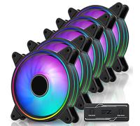 EZDIY-FAB Moonlight - Ventilador RGB PWM de 120 mm con hub de ventilador RGB PWM, sincronización de placa base de 5 V, ventilador de computadora ARGB, múltiples modos de luz, paquete de 5