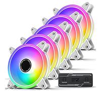 EZDIY-FAB White Moonlight 120mm RGB PWM Case Fan con RGB PWM Fan Hub, 5V Motherboard Sync, ARGB Computer Fan, múltiples modos de luz, paquete de 5