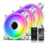 EZDIY-FAB White Moonlight - Ventilador RGB de 120 mm con ventilador de 10 puertos X y mando a distancia, placa base Aura SYNC, control de velocidad, ventilador direccionable para PC Case-3 unidades