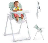 Ezebaby Tronas de Bebe Silla Alta Evolutiva, con Ruedas Integradas y Cinturón de Seguridad de 5 Puntos, Ideal para Comer, y Jugar, Ajustable en Altura, Plegable (Verde)