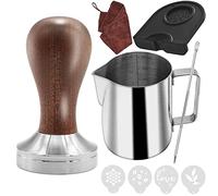 Ezebesta 51mm Tamper Set Prensadores de Café 51mm de acero Inoxidable con Alfombrilla Cafe, Jarra de Leche (350 ml), Toalla de Barista Para Cafetera Express Portafiltro Accesorios Barista