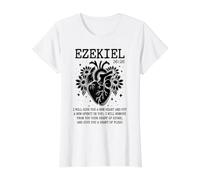 Ezequiel 36:26 Escritura Corazón anatómico Fe Cristiana Camiseta gráfica económica, Mujer, Blanco, XS