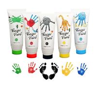 Ezezuse Pintura lavable para dedos para niños, 5 colores. Kit de pintura para bebés, 60 ml/tubo, no tóxica, pintura artesanal