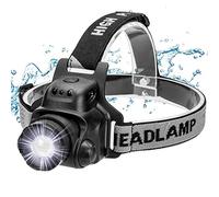 Ezfull Linterna Frontal LED USB Recargable, IP65 Impermeable Linterna de Cabeza Super Ligera 90°Ajustable, 4 Modos de Luz LED con Sensor para Acampada, Pescar, Senderismo, Lectura, Caza