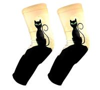EZIOLY - Rodilleras acolchadas con diseño de gatos y murciélagos para Halloween, baloncesto, voleibol, panal de abeja, rodilleras protectoras y rodilleras para hombres y mujeres