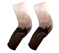 EZIOLY - Rodilleras con diseño de ciervo de lluvia animado en bosque nocturno salvaje, para baloncesto, voleibol, panal de abeja, pierna, rodillera, protector acolchado, rodillera de apoyo para hombres y mujeres