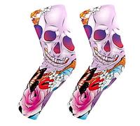 EZIOLY - Rodilleras con diseño de corazones, calaveras y flores, para baloncesto, fútbol, voleibol, panal de abeja, pierna, rodillera, protector acolchado, rodillera para hombres y mujeres