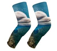 EZIOLY Rodilleras con diseño de delfín bajo el agua con una sirena rubia, para baloncesto, fútbol, voleibol, panal de abeja, rodillera acolchada para hombres y mujeres