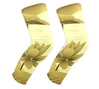 EZIOLY - Rodilleras con diseño de flor de loto oriental en otoño, para baloncesto, voleibol, panal de abeja, pierna, rodillera, protector acolchado, rodillera de apoyo para hombres y mujeres