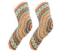 EZIOLY - Rodilleras de estilo étnico redondo, estilo mandala, para baloncesto, fútbol, voleibol, panal de abeja, pierna, rodillera, protector acolchado, rodillera para hombres y mujeres