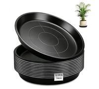 Ezitruz 12 Piezas Platillos para Plantas 14 cm Plato Maceta Redondo Negro Platos de Plastico Reutilizables Posavasos para Flores Jardín Balcón y Salón