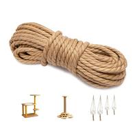 Ezitruz Cuerda de Yute 20 mm, 6 m SOGA Gruesa Natural Cuerda Yute Gruesa Resistente para Decoración DIY, Jardín, Escobén para Barcos, Rascador para Gatos, Atado, Embalaje