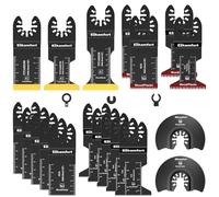 Ezkamfort 22 cuchillas multiherramienta, kits de cuchillas multiherramienta de titanio para clavos de madera, yeso, dientes japoneses con bolsa de almacenamiento, hojas de sierra oscilantes