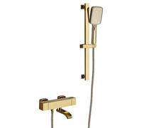 EZLUIYLDH Sistema de Ducha termostático con Barra Deslizante, Grifo de Ducha con rociador Manual de 3 Modos y caño de bañera, Juego Combinado de grifos de Ducha montados en la Pared