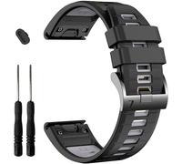EZMVZKU Correa de reloj de silicona Quickfit de 22 mm para Fenix 7 6 5 7 Pro 6 Pro 5 Plus, correa deportiva de repuesto para Garmin Forerunner 965 955/Approach S70 de 47 mm, negro/gris