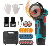 Eznaobo Mini Amoladora Angular Inalámbrica 19.500 Rpm,disco , 12 V Disco Inalámbrico Con 2 Baterías ,17 Discos De Corte Para Molienda, Pulido, Corte, Blue, 2000 Mah, 76 Mm