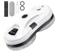 Eznaobo Robot Limpiador con Función de Pulverización 5600 Pa para Ventanas Interiores y Exteriores - Eléctrico con Mando a Distancia - 10 Trapos (Blanco)