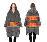 Eznaobo Sudadera con capucha de gran tamaño con calefacción eléctrica para hombre y mujer, forro de sherpa, manta de forro polar, suéter gigante, sudadera portátil para mujeres, niñas, adultos