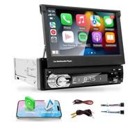 EZoneTronics Carplay 1 DIN Radio Coche Bluetooth Pantalla Extraible de 7 Pulgadas Reproductor con Carplay Android Auto GPS Navi Carga Type-C USB/AUX/TF/FM/Mirrorlink Control del Volante