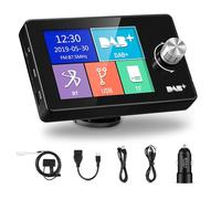 EZoneTronics Pantalla de 2,8 pulgadas, adaptador DAB Plus para radio de coche, transmisor FM portátil, Bluetooth, receptor de música + preajustes ilimitados + manos libres + entrada AUX