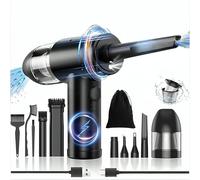 Ezonik Soplador de Polvo Eléctrico y Aspirador 2 en 1, Aire Comprimido Limpieza pc,90000RPM, 3 Velocidades, 7000mAh, Mini Aspiradora de Mano, Luz Led, Bolsa y Accesorios. 12000Pa Succión, Recargable.