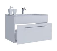 Ezooza Juego completo de baño de 2 piezas, mueble grande, con 1 cajón y lavabo suspendidos, blanco,