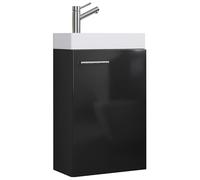 Ezooza LineaViva Mueble suspendido con lavabo de cerámica de alta calidad, negro, lavabo blanco