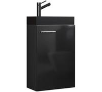 Ezooza LineaViva Mueble suspendido con lavabo de cerámica de alta calidad, negro, lavabo negro