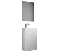 Ezooza LineaViva Mueble suspendido con lavabo de cerámica de alta calidad y espejo, blanco, lavabo blanco