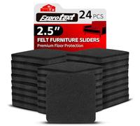 Ezprotekt Deslizadores para Muebles, Paquete de 24 Deslizadores Cuadrados de Fieltro de 2-1/2 Pulgadas, Deslizadores para Muebles, mesas, sillas para alfombras, Deslizadores para Muebles (Negro)