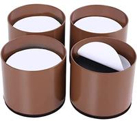 Ezprotekt Elevador de Cama, 3.15" x 3.15" x 2" Poste de Muebles de Acero sólido, CREA una Altura Adicional de 2", Mesa autoadhesiva, Resistente, (Paquete de 4, marrón Redondo)