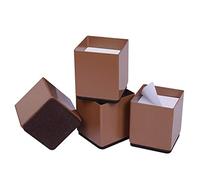 Ezprotekt Elevadores de Cama, Elevadores de Muebles para Sofá, Mesa, Altura de Elevación de 2 ", Almohadilla Inferior Protege los Suelos, Juego de 4,Marrón Cuadrado