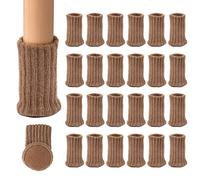 Ezprotekt Tejido Mesa Silla Pierna Calcetines elástico Silla Muebles Calcetines Establece Madera Protectores de Suelo para Patas de Muebles, marrón Claro, 24 Paquetes