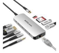EZQuest Estación de acoplamiento USB C Hub 10 en 1 con HDMI 4K 60Hz, 1 GB Ethernet, 2 puertos USB C Gen 2 de 10 GB, 1 puerto USB C PD 3.0, 2 puertos USB A 3.0, puerto de audio, SD/Micro SD, compatible