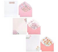Ezranova 12 papel de carta+6 sobres, 18 piezas juego de papel de carta con sobres, juego de sobres de diseño floral único, papel de escritura lindo a rayas (multicolor-02)