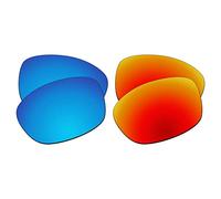 EZReplace Lentes de repuesto compatibles con gafas de sol Arnette Hot Shot AN4182-62 mm (lentes polarizadas), se adapta al marco Arnette Hot Shot (azul hielo + rojo fuego), Azul hielo + rojo fuego,