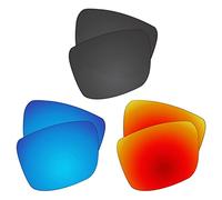 EZReplace Lentes de repuesto compatibles con gafas de sol Arnette Stripe AN4251 (lentes polarizadas), se adapta a marco Arnette Stripe (negro carbono, azul hielo y rojo fuego), Carbon Black + Ice
