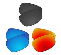 EZReplace Lentes de repuesto compatibles con gafas de sol Maui Jim Ho'okipa MJ407 (lentes polarizadas), se adapta al marco Maui Jim Ho'okipa (negro carbón, azul hielo y rojo fuego), Negro carbón +