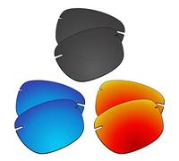 EZReplace Lentes de repuesto compatibles con gafas de sol Maui Jim Lighthouse MJ423 65 mm (lentes polarizadas), se adapta a marcos de faros Maui Jim (negro carbón+azul hielo + rojo fuego), Carbon