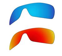 EZReplace Lentes de repuesto para gafas de sol Oakley Batwolf OO9101 (lentes polarizadas), Azul hielo + rojo fuego, Talla única