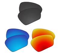 EZReplace Lentes de repuesto para gafas de sol Oakley Field Jacket OO9402 (lentes polarizadas) Se adapta a la chaqueta Oakley Field Frame (negro carbón+azul hielo + rojo fuego), Carbon Black + Ice